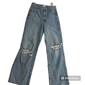 ZARA flare jeans light blue ripped size 4